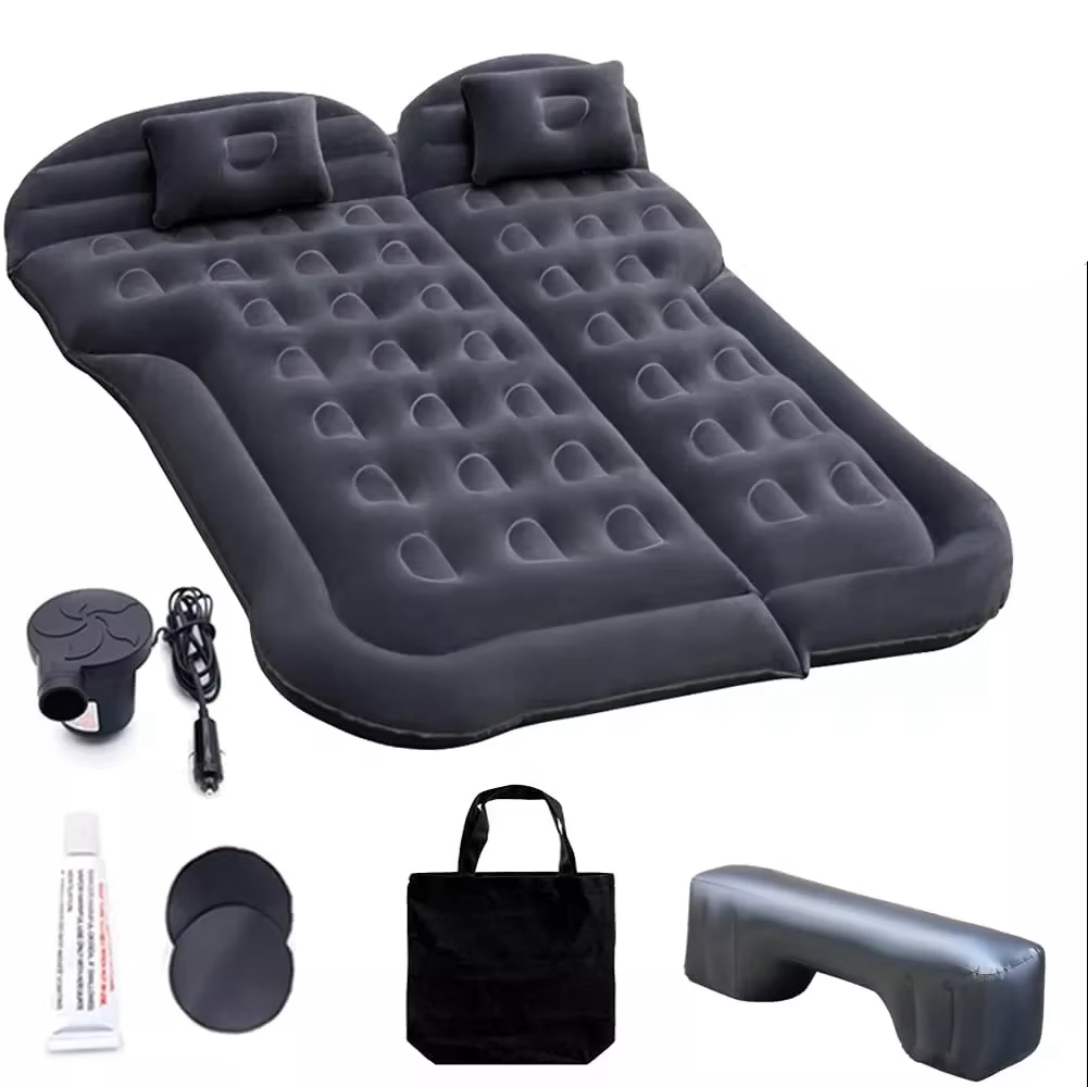 Portable Inflatable Car Air Mattress with Pillows Air Pump Black