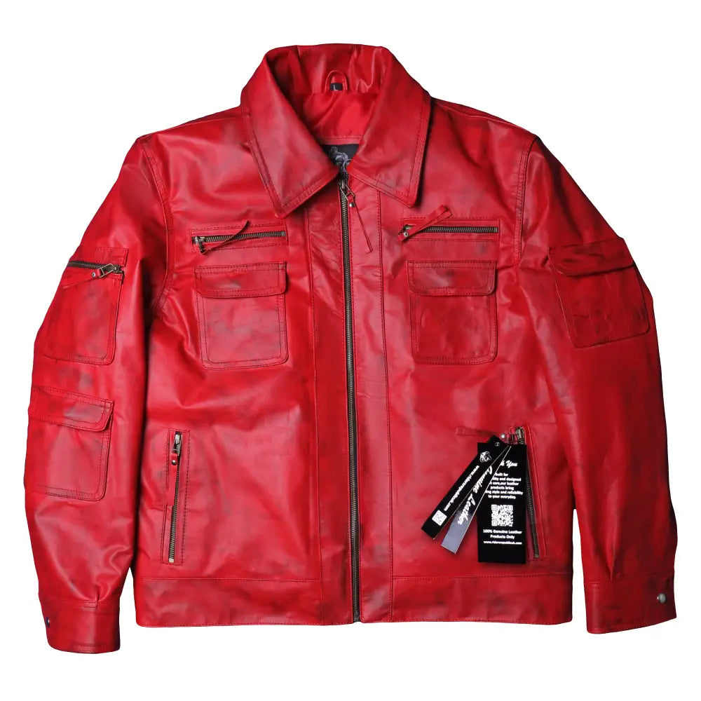 Men’s Red Leather Winter Jacket