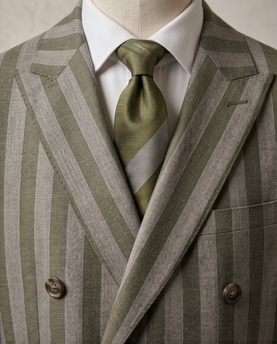 The Executive Stripe: Men’s Slim-Fit Wool-Blend Double-Breasted Suit