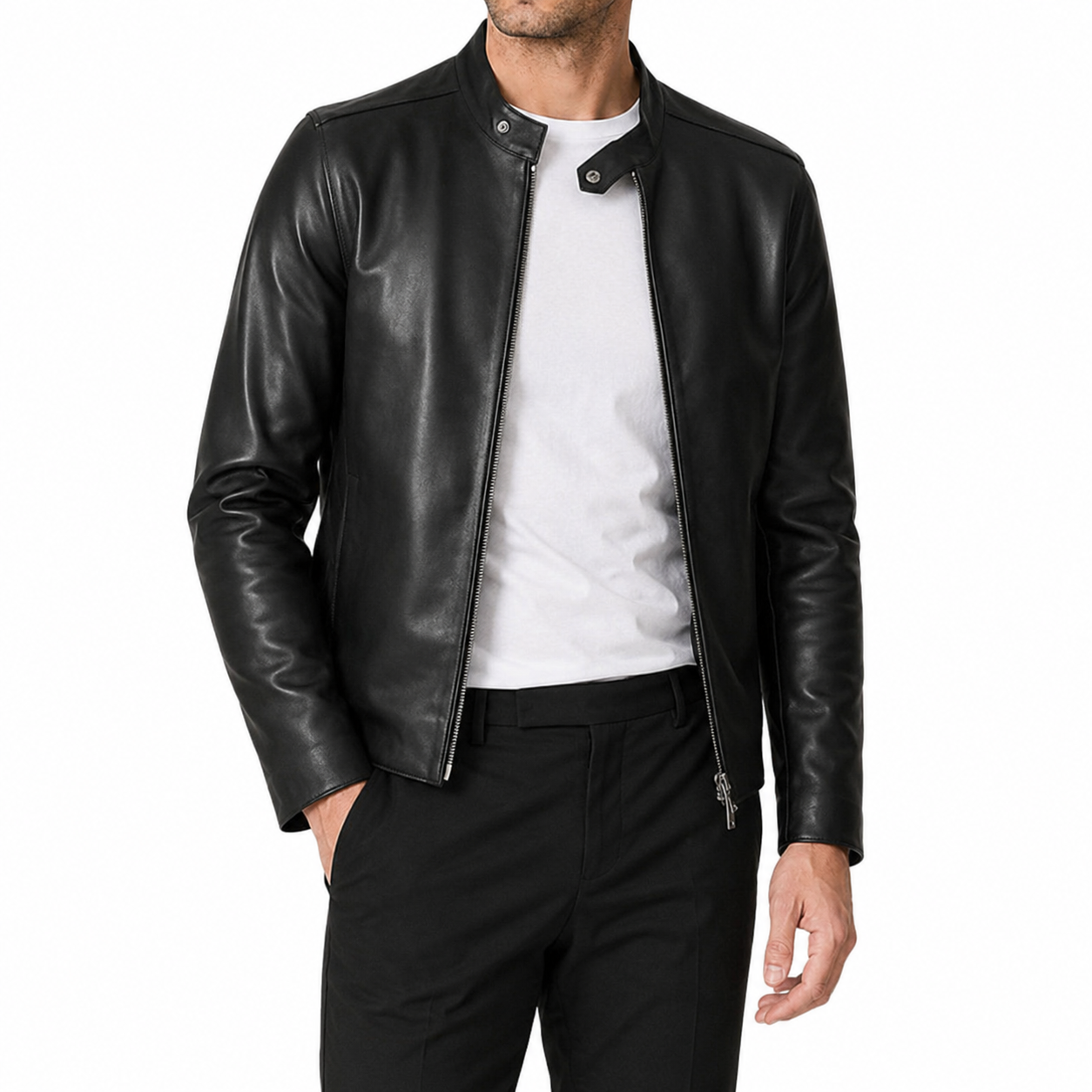 Men’s Leather Café Racer Jacket