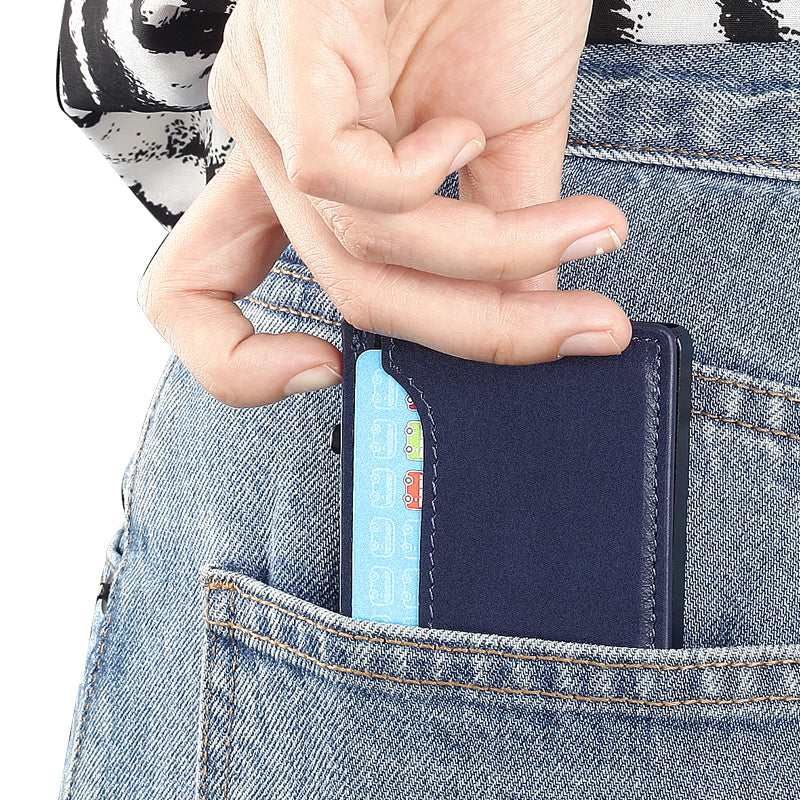 TOYFID Wallet With PU Leather Cover,Aluminum Alloy Pop Up Wallet Holder Card