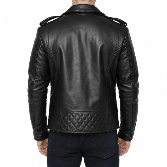 Premium Men's Motorcycle Biker Leather Jacket — Genuine Sheepskin