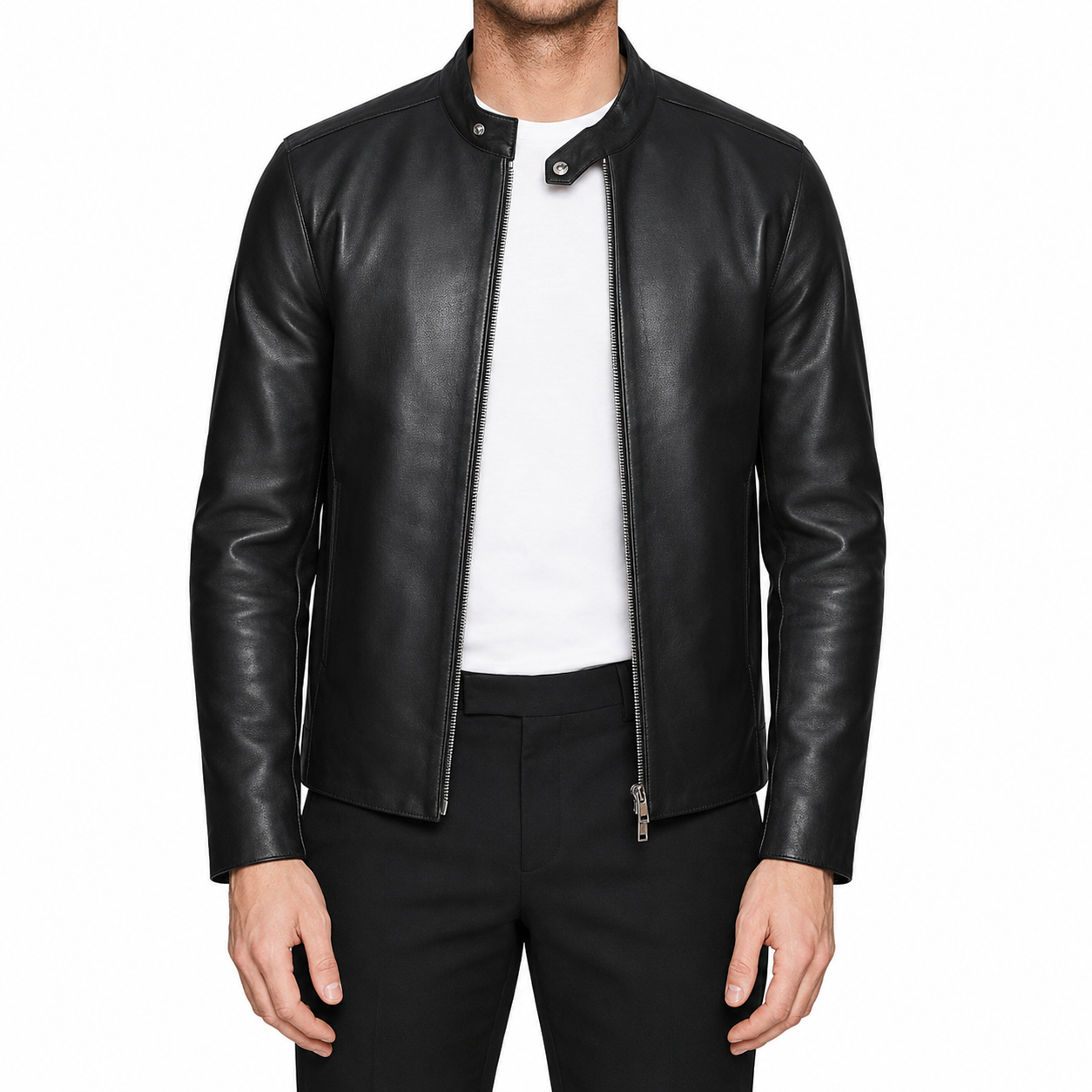 Men’s Leather Café Racer Jacket
