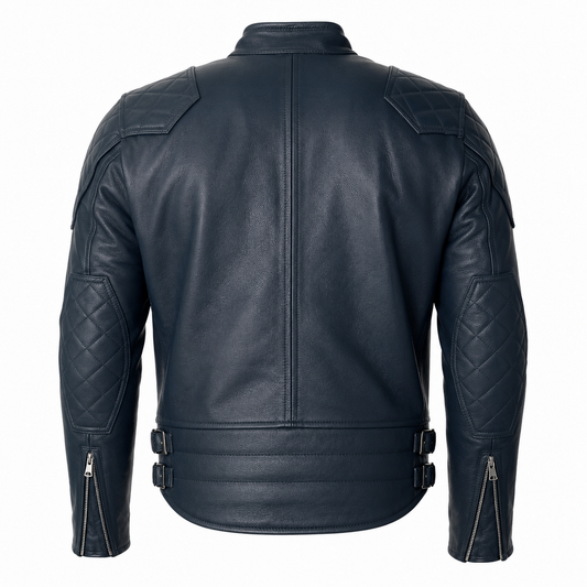 Men’s Blue Motorcycle Leather Jacket