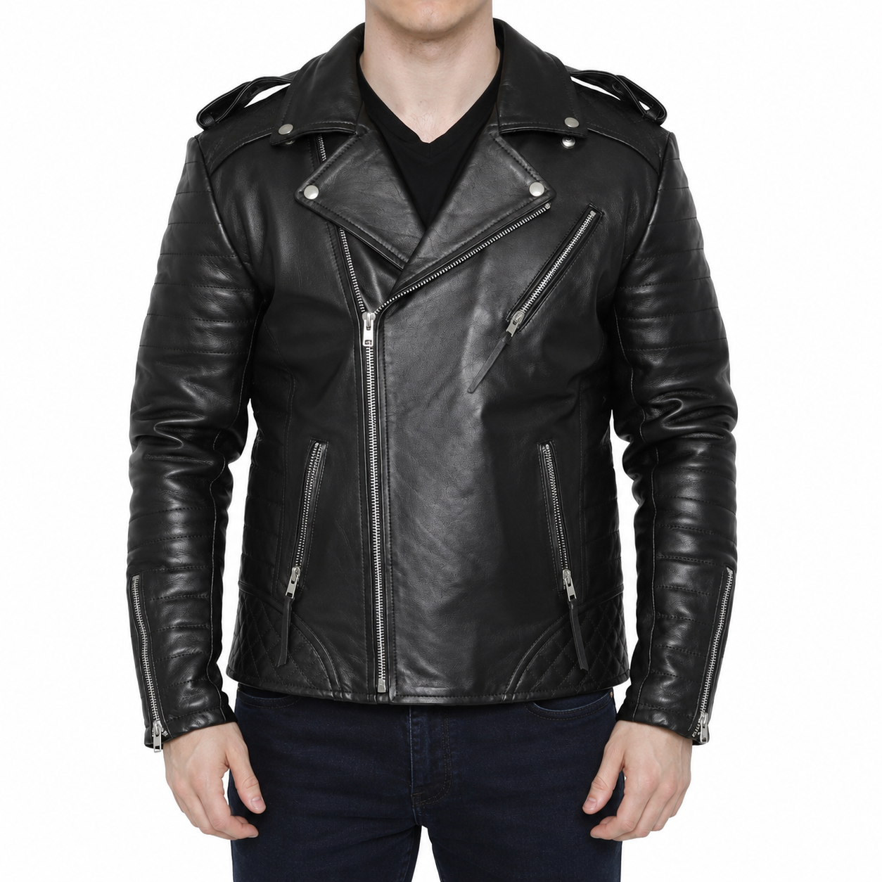 Men’s Motorcycle Fashion Leather Jacket