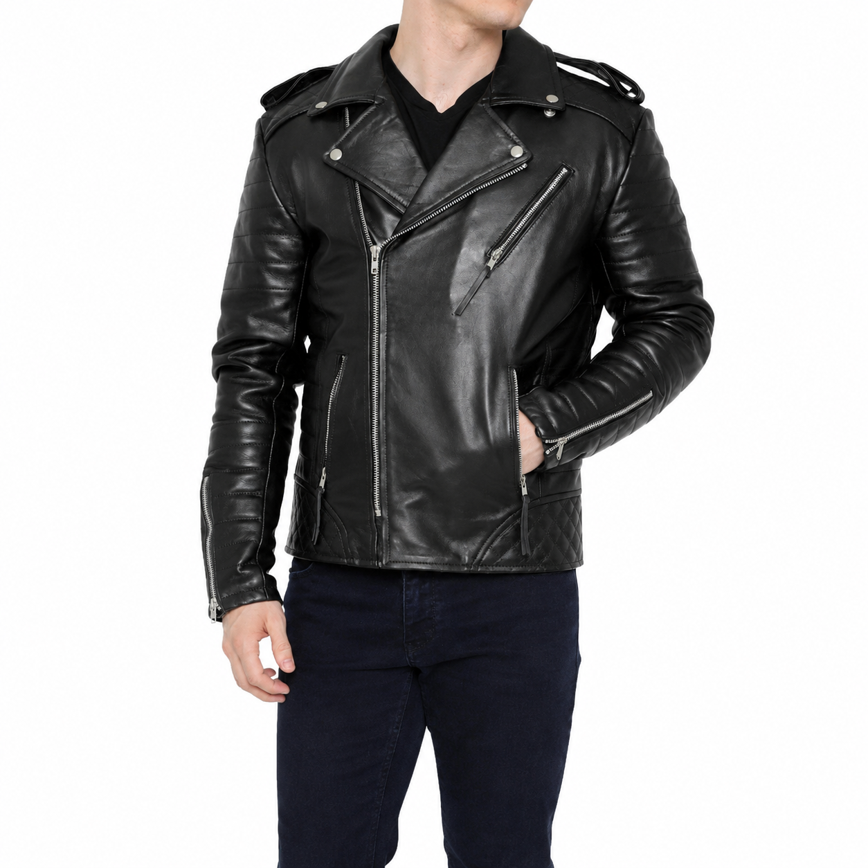Men’s Motorcycle Fashion Leather Jacket