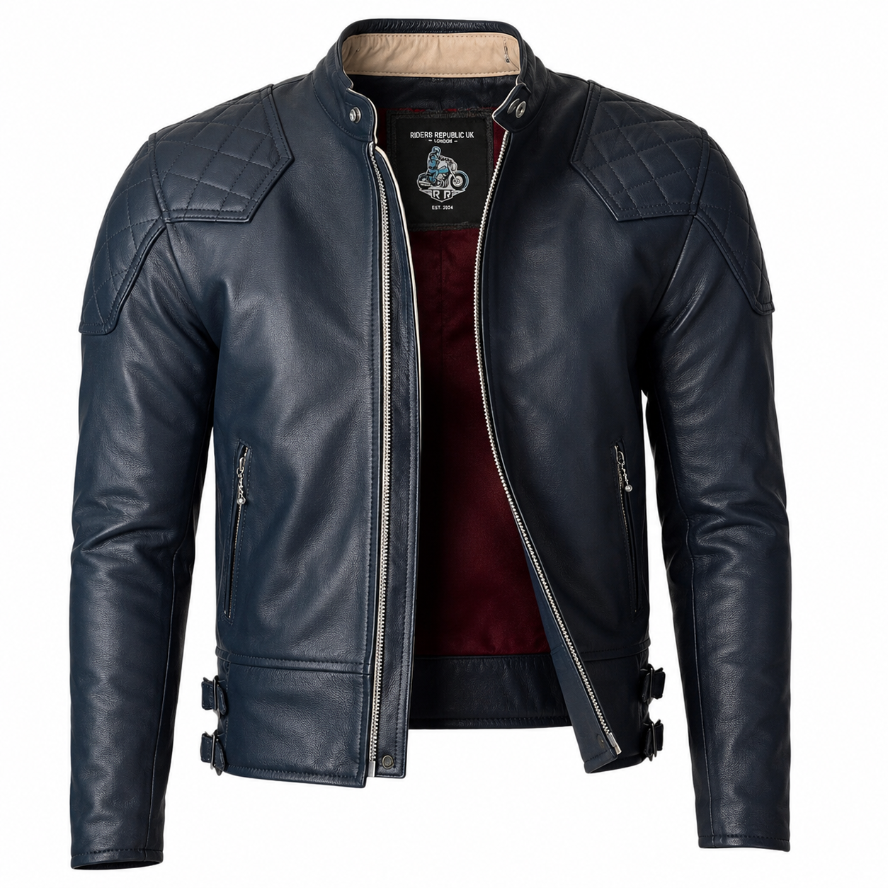 Men’s Blue Motorcycle Leather Jacket