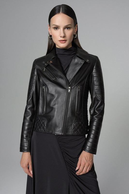 Premium Black Biker Lamb Leather Jacket — 100% Genuine Lambskin