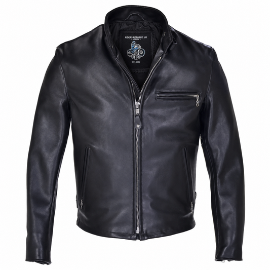 Premium Men's Classic Racer Genuine Leather Jacket — Biker Café Racer Style