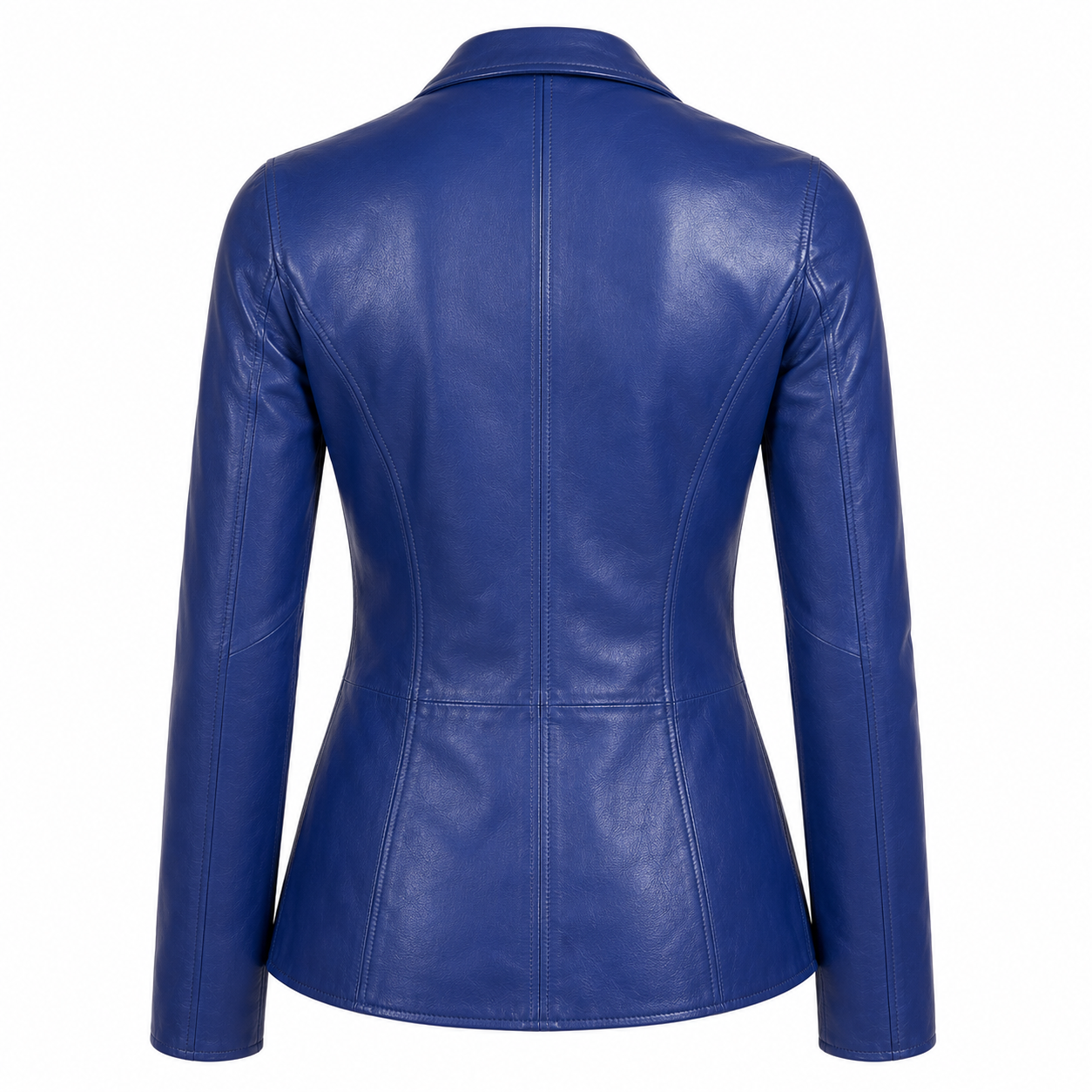 Women’s Blue Leather Blazer Jacket