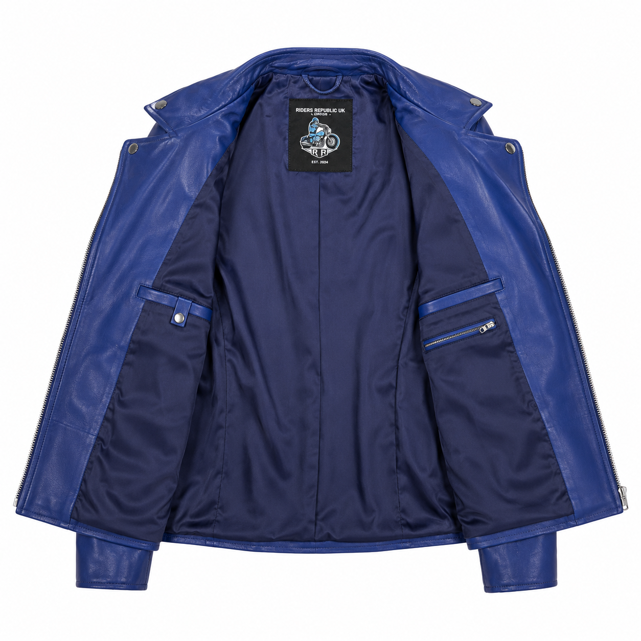Women’s Blue Leather Blazer Jacket