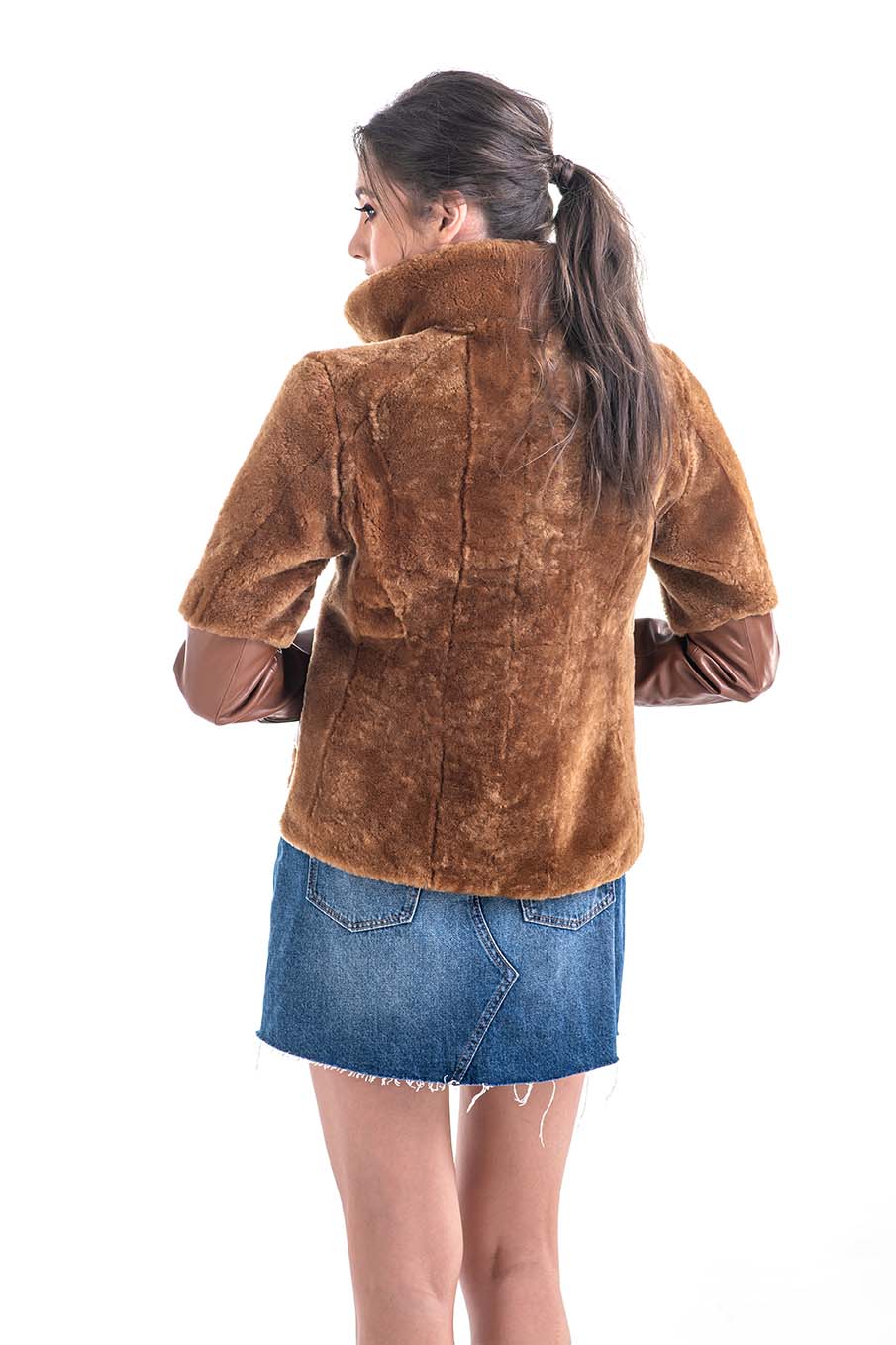 Deep Amber Shearling Leather Jacket