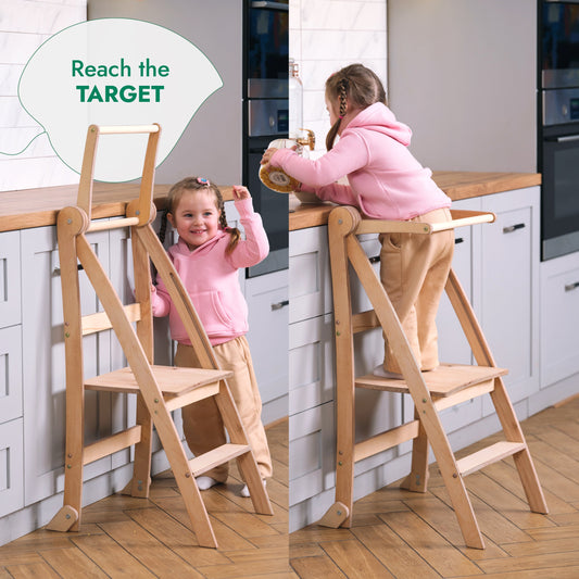 Folding Growing Chair – Montessori Step Stool with Safety Rails for Toddlers – Graphite | ImportedPH