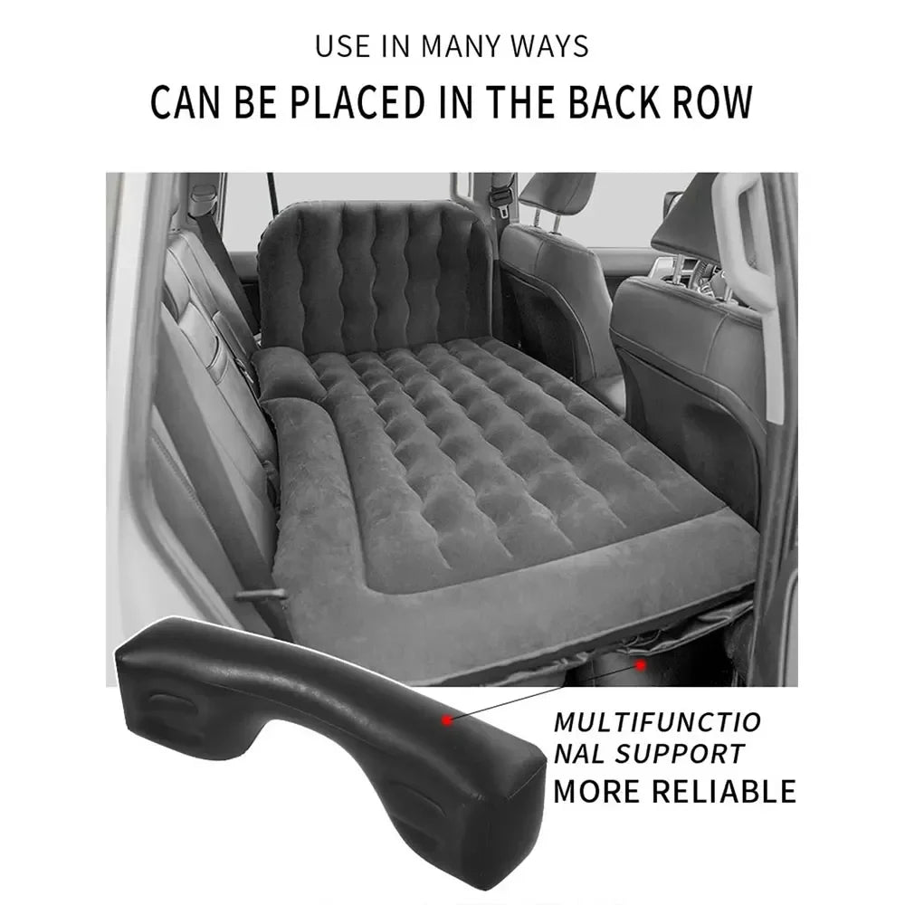 Portable Inflatable Car Air Mattress with Pillows Air Pump  Black