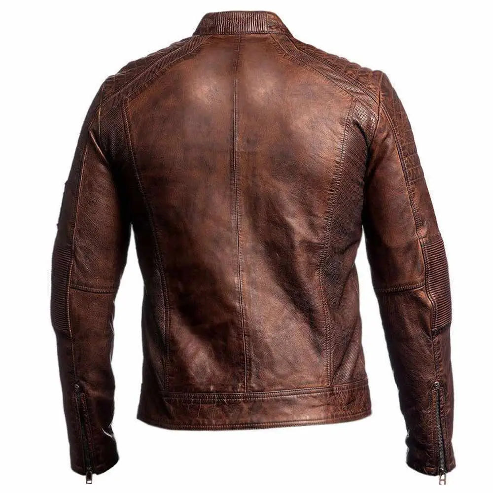 Men’s Waxed Leather Motorcycle Jacket