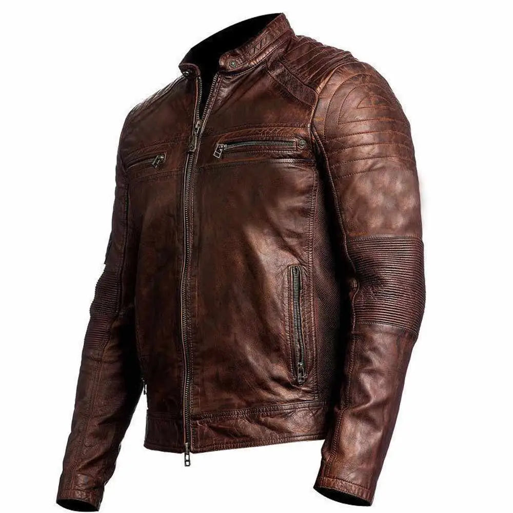 Men’s Waxed Leather Motorcycle Jacket