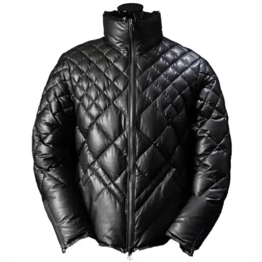 Men’s Black Leather Puffer Jacket – Leather Down Jacket | ImportedPH