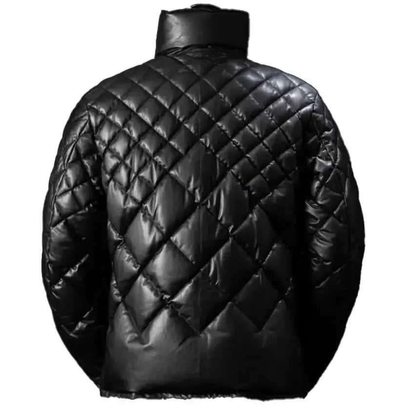 Men’s Black Leather Puffer Jacket – Leather Down Jacket