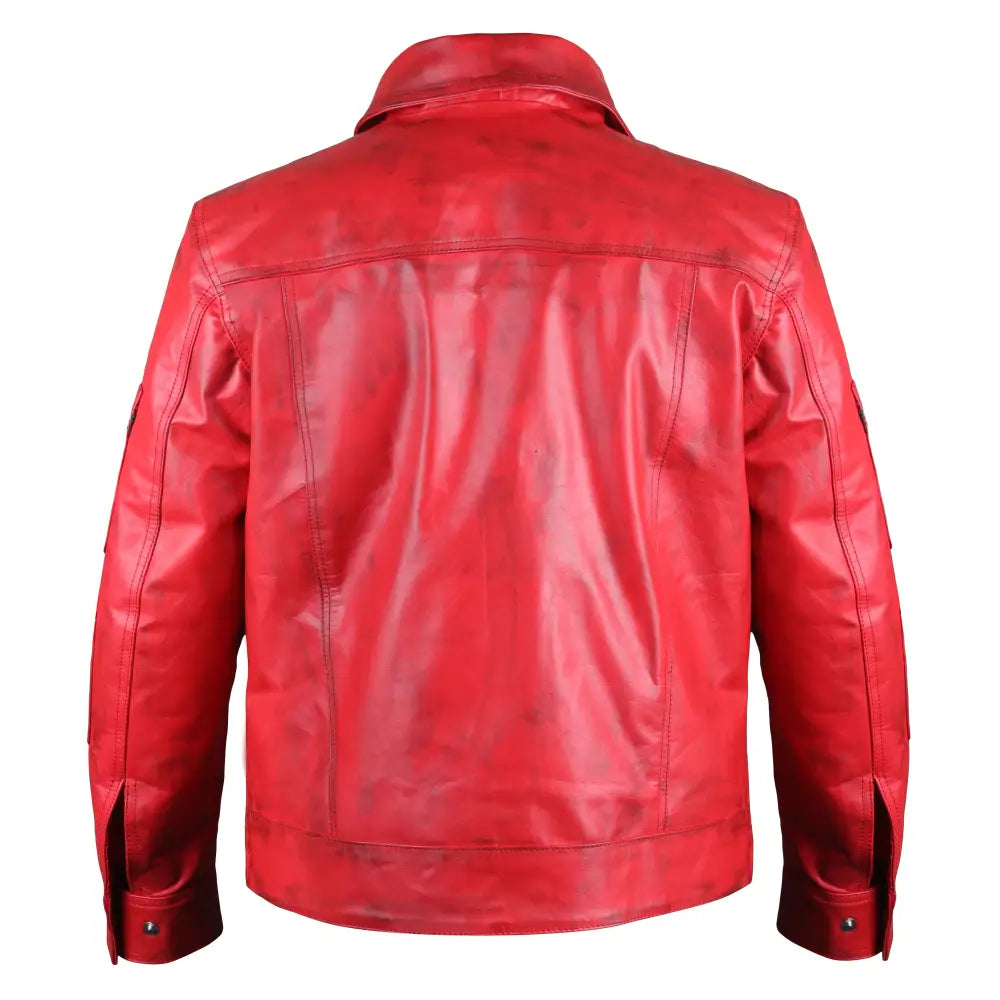 Men’s Red Leather Winter Jacket