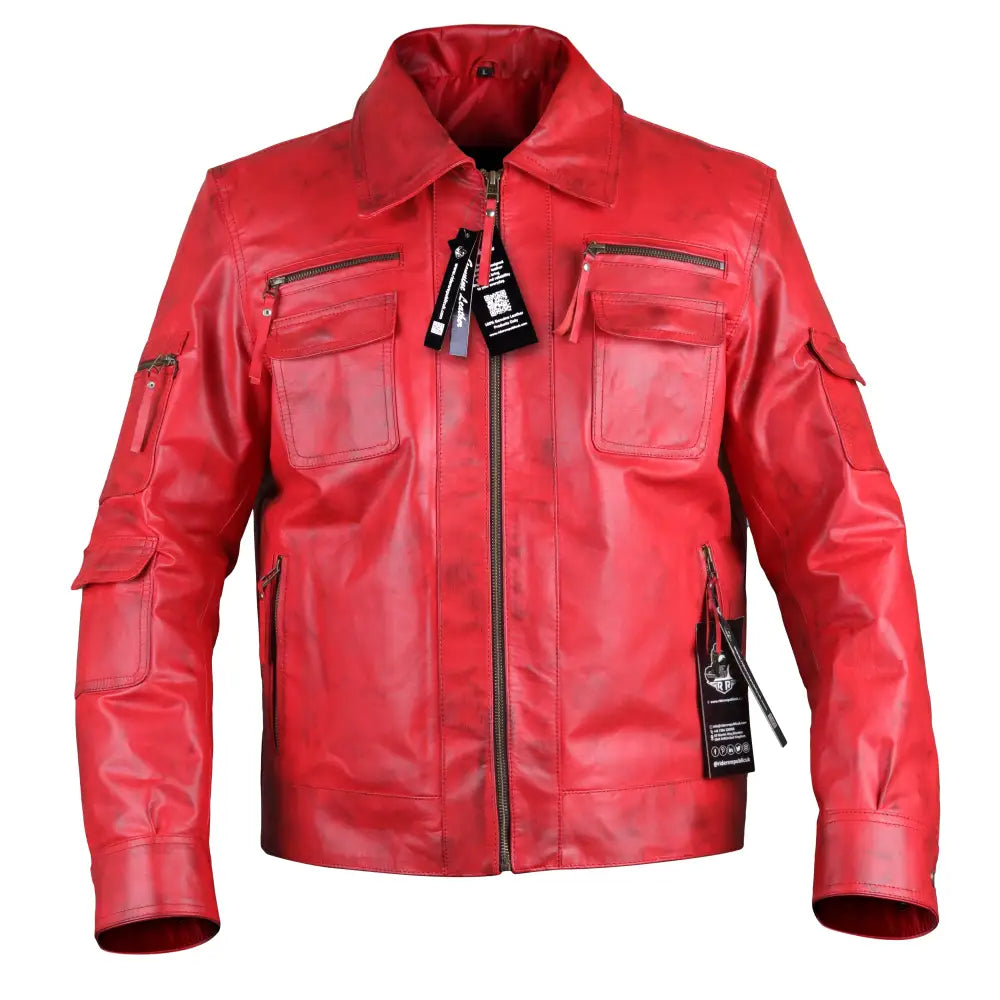 Men’s Red Leather Winter Jacket