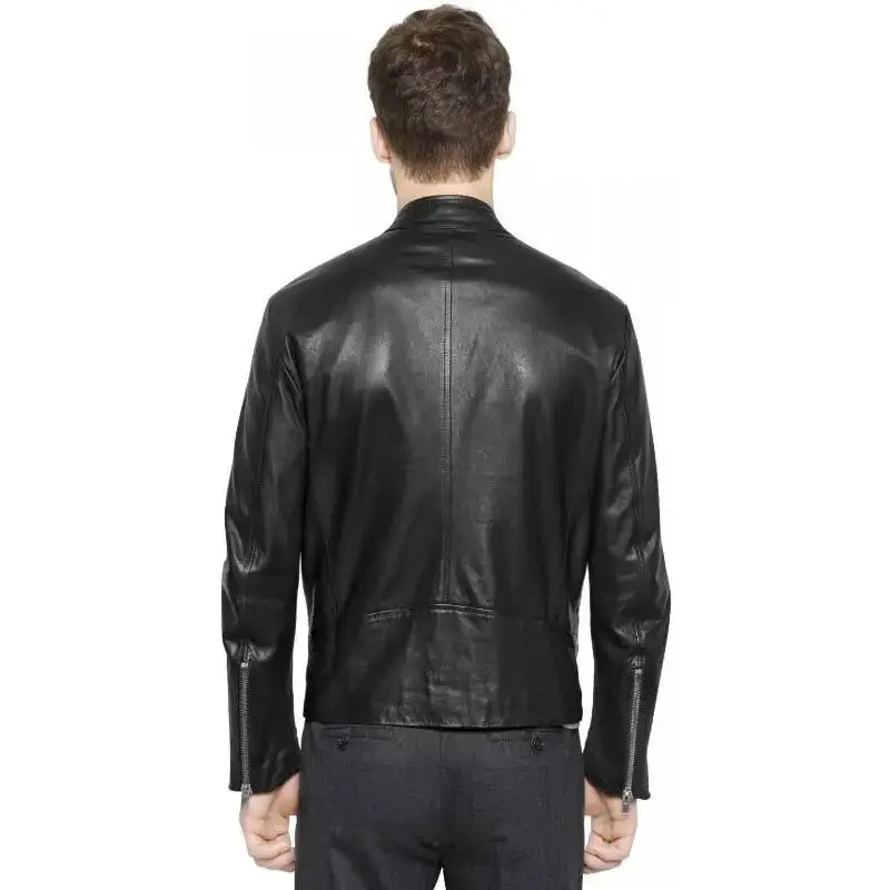 Men’s Retro Black Leather Moto Jacket