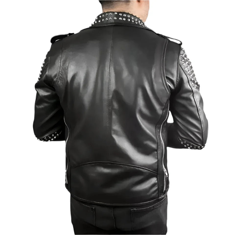 Men’s Studded Leather Motorcycle Jacket