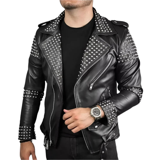 Men’s Studded Leather Motorcycle Jacket | ImportedPH