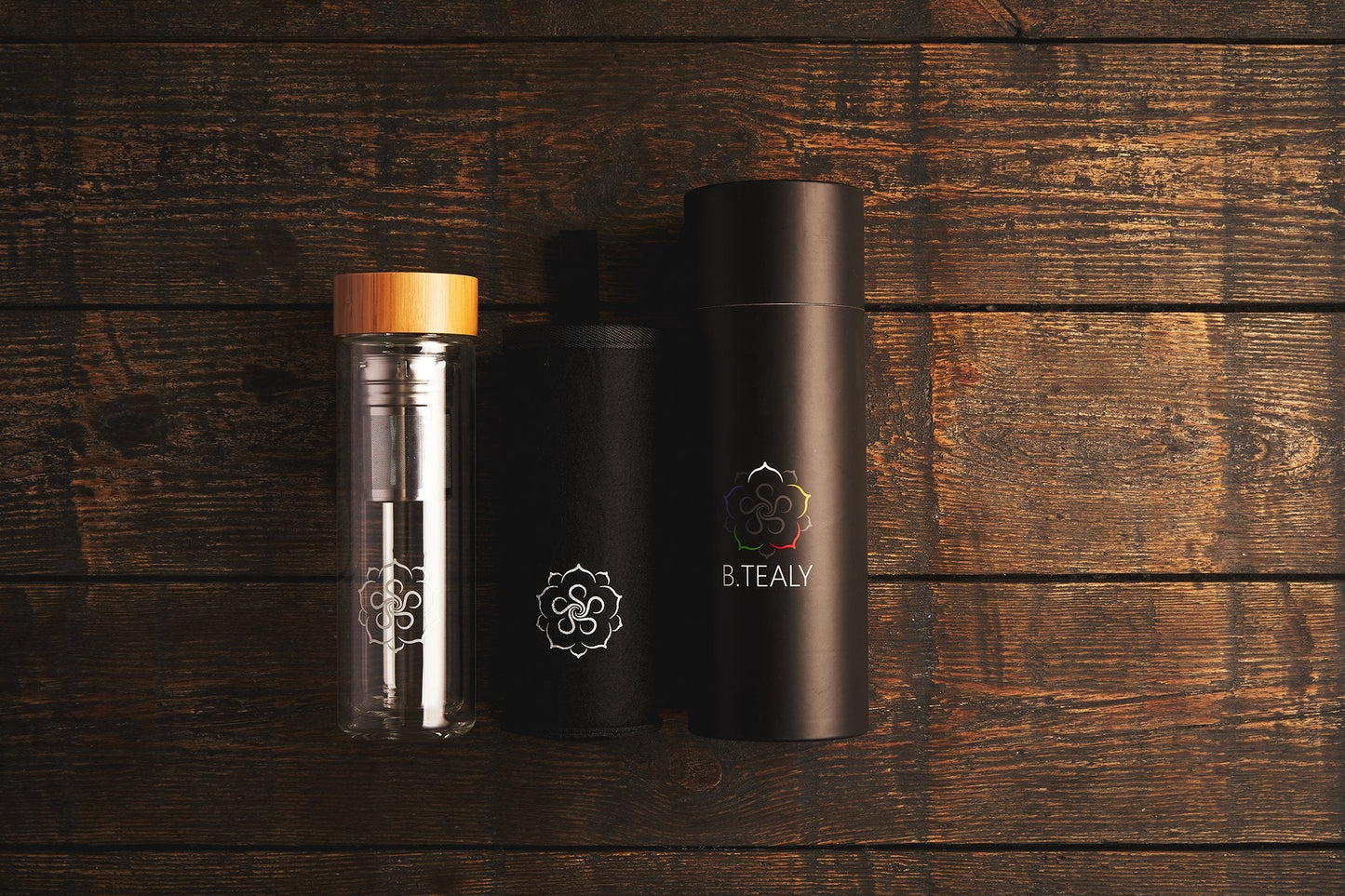 The Fortune Glass Tea Bottle with Protective Case