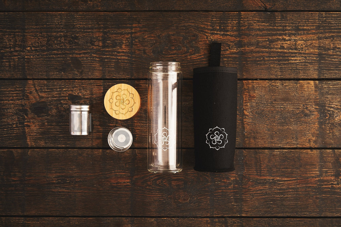 The Fortune Glass Tea Bottle with Protective Case