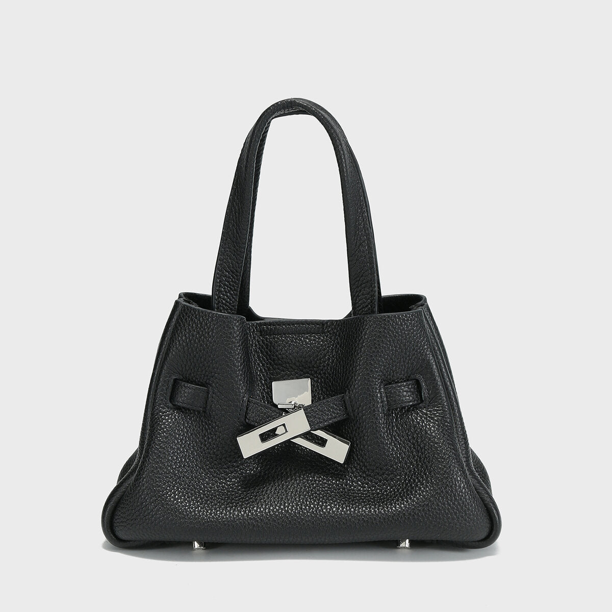 Togo Leather Structured Tote – Premium Handbag with Turn-Lock Belt & Dual Straps