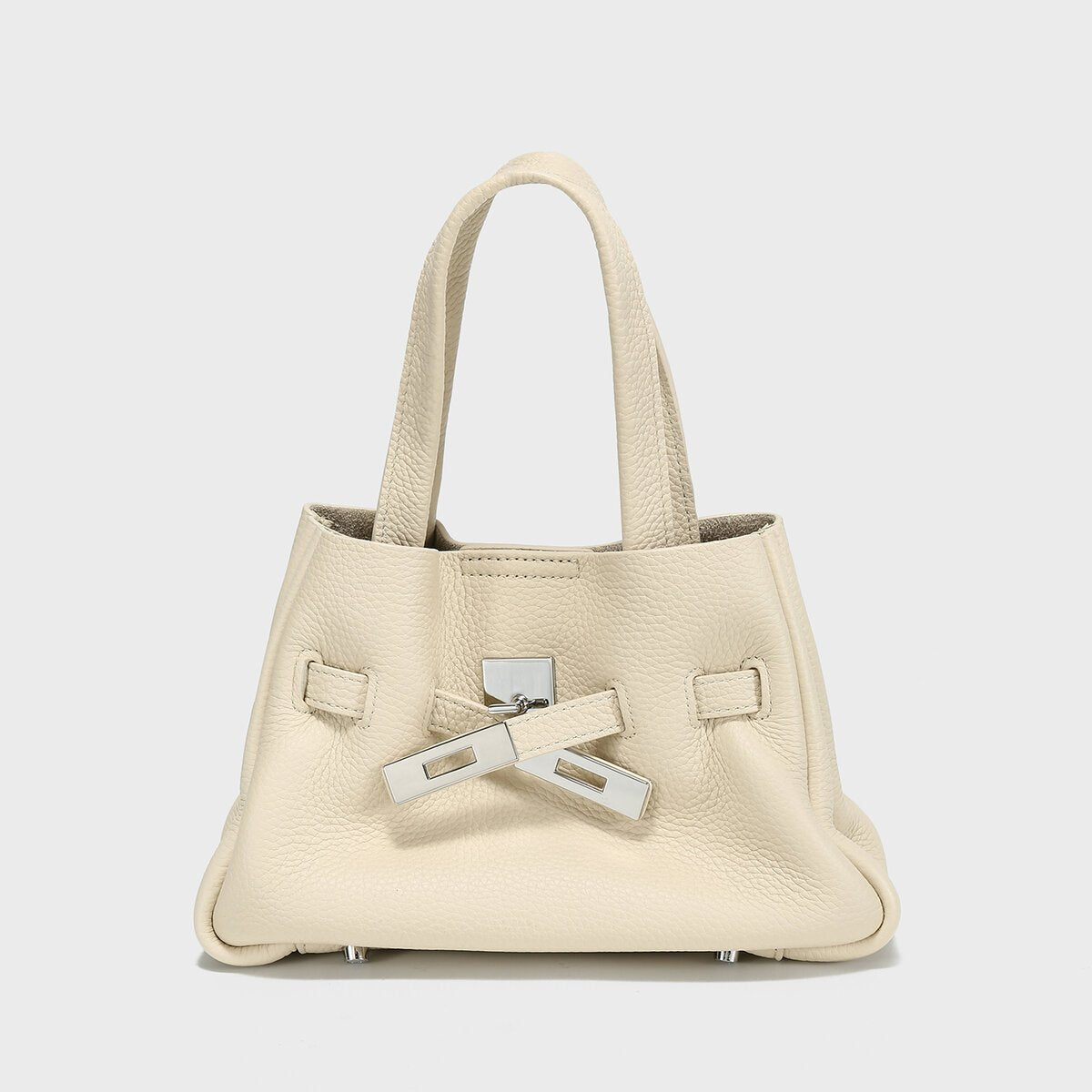 Togo Leather Structured Tote – Premium Handbag with Turn-Lock Belt & Dual Straps