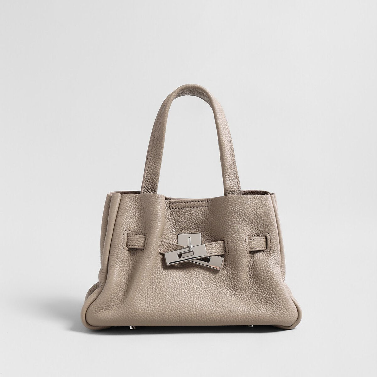 Togo Leather Structured Tote – Premium Handbag with Turn-Lock Belt & Dual Straps