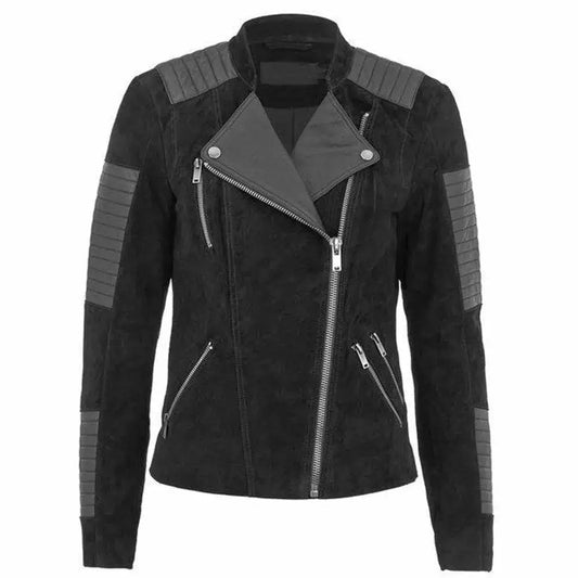 Women’s Nubuck Leather Motorcycle Jacket | ImportedPH