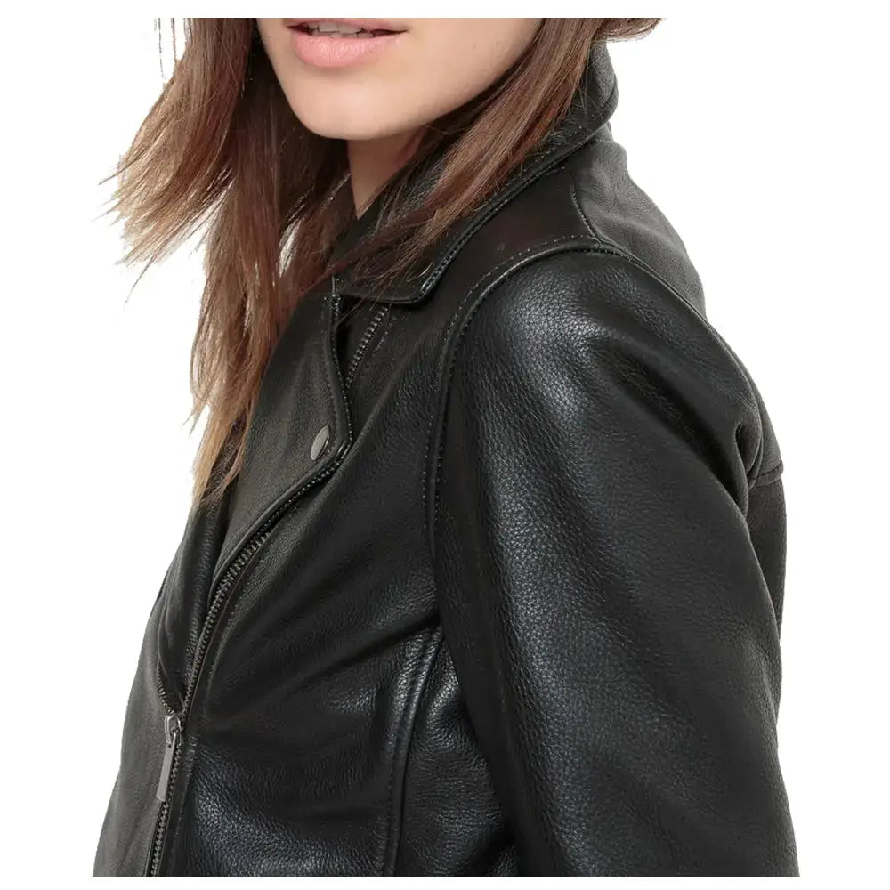 Women’s Black Leather Biker Jacket