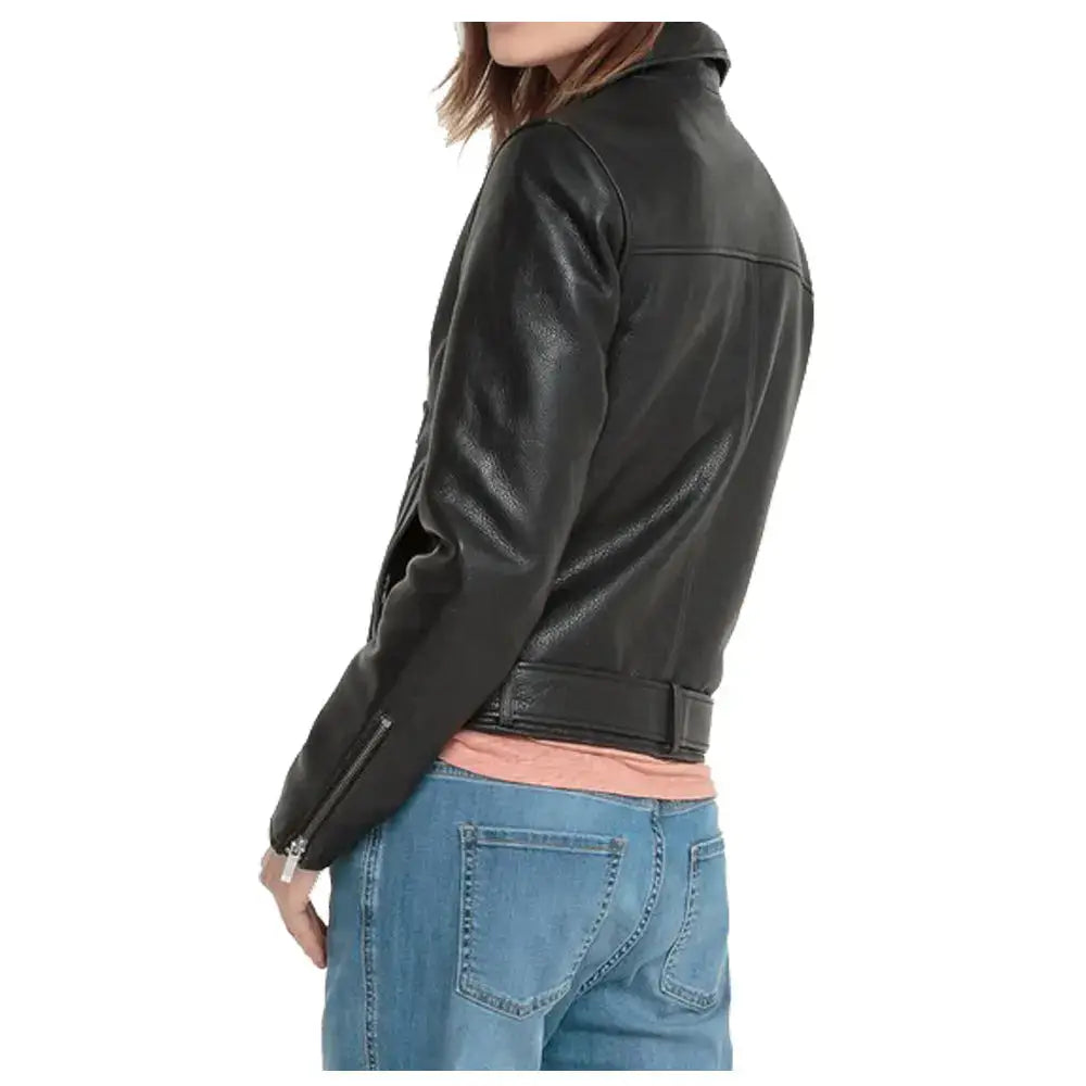 Women’s Black Leather Biker Jacket