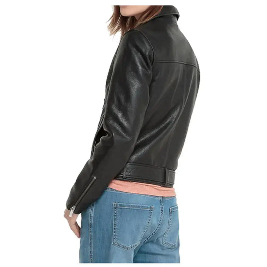 Women’s Black Leather Biker Jacket | ImportedPH