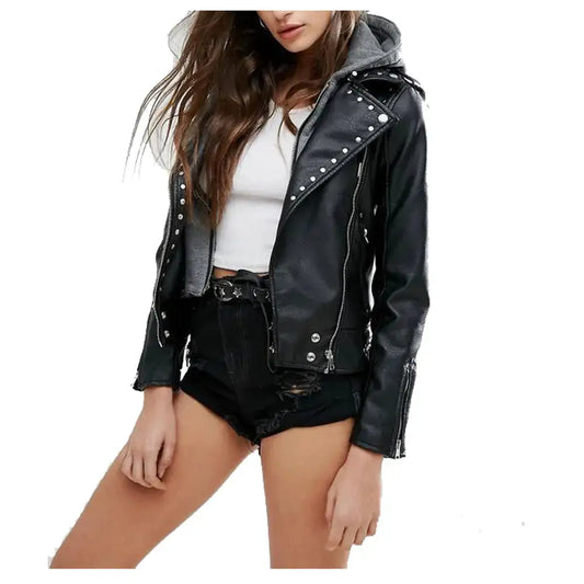 Women’s Pin Leather Biker Jacket | ImportedPH