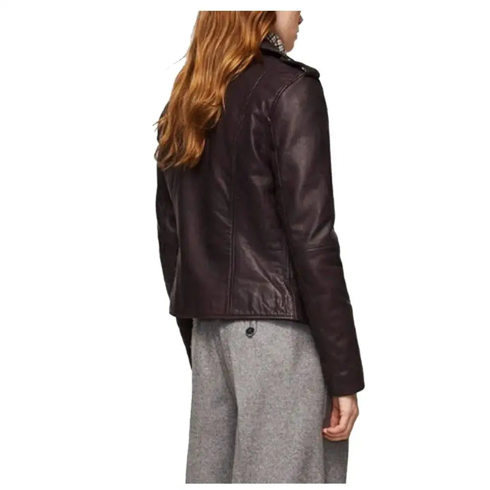 Women’s Purple Leather Biker Jacket