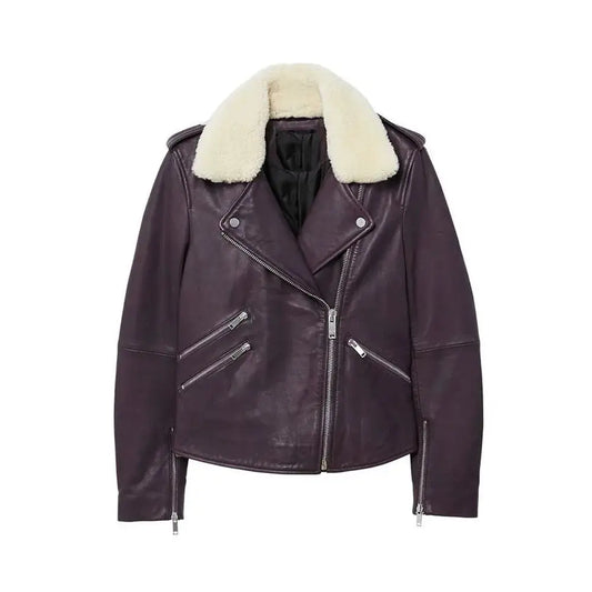 Women’s Purple Leather Biker Jacket | ImportedPH