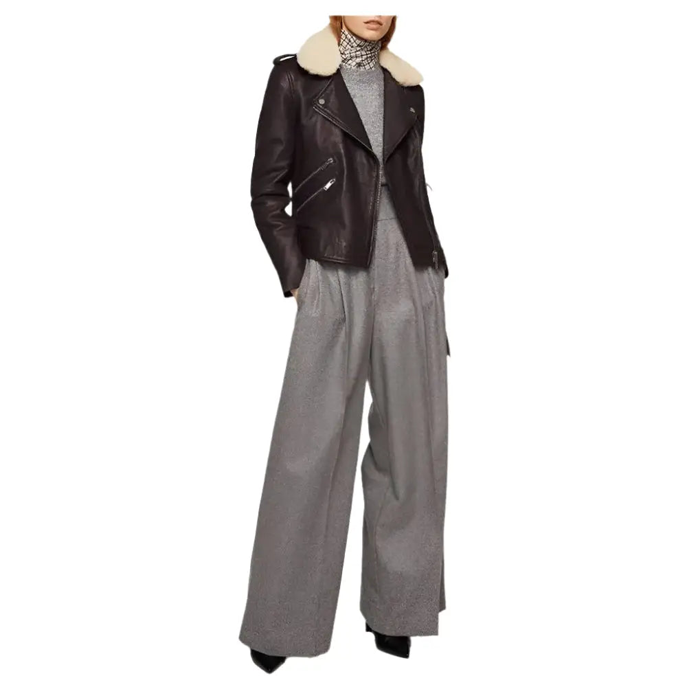 Women’s Purple Leather Biker Jacket